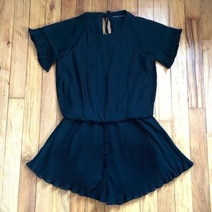 English Factory Short Sleeve Black Pleated Romper